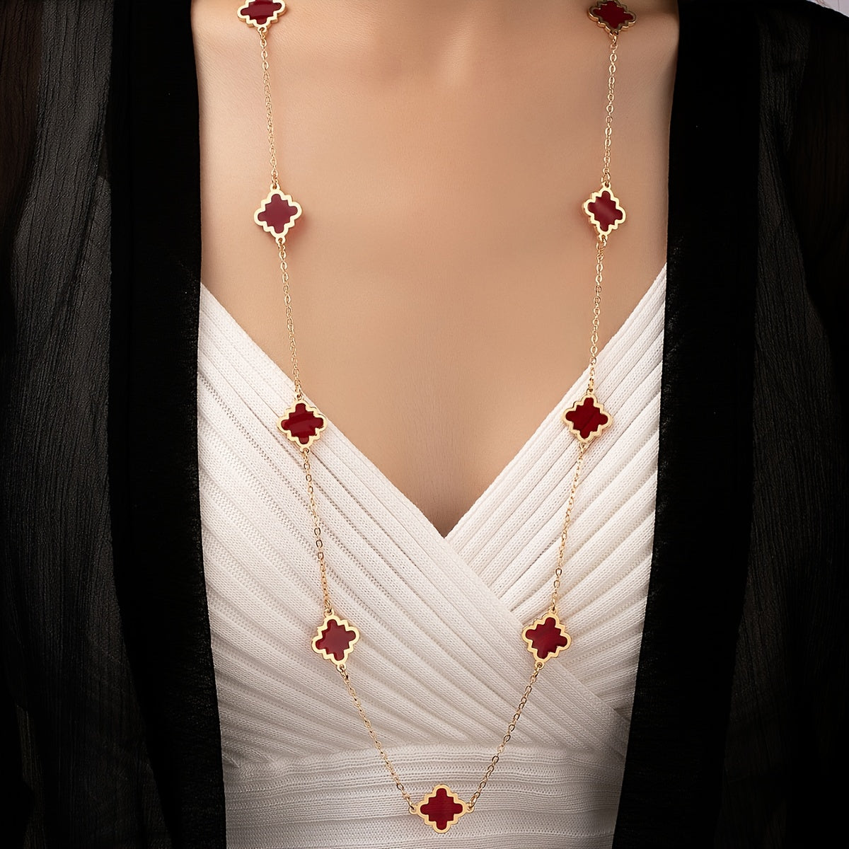Women's Elegant Long Clover Necklace - 4 Colors