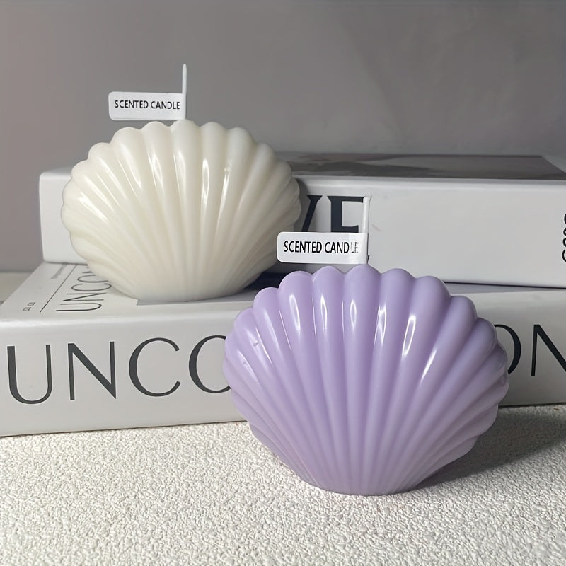 Valentine's Day Soy Wax Aromatherapy Candle, Single-Wick Shell-Shaped Tumbler with Bow Embellishment - Stand-up Scallop Design for Romantic Atmosphere