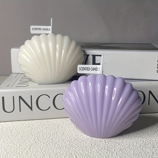 Valentine's Day Soy Wax Aromatherapy Candle, Single-Wick Shell-Shaped Tumbler with Bow Embellishment - Stand-up Scallop Design for Romantic Atmosphere
