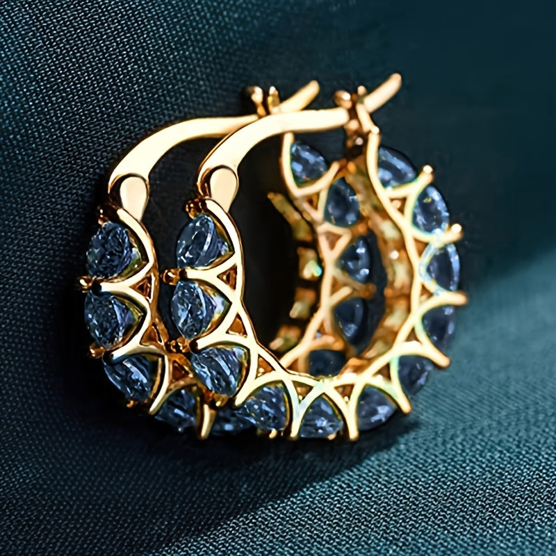 Elegant Zirconia-studded Circular Hoop Earrings For Ladies, Suitable For Engagement Parties, Banquets, And Daily Wear As Fashionable Jewelry. Konno Toki