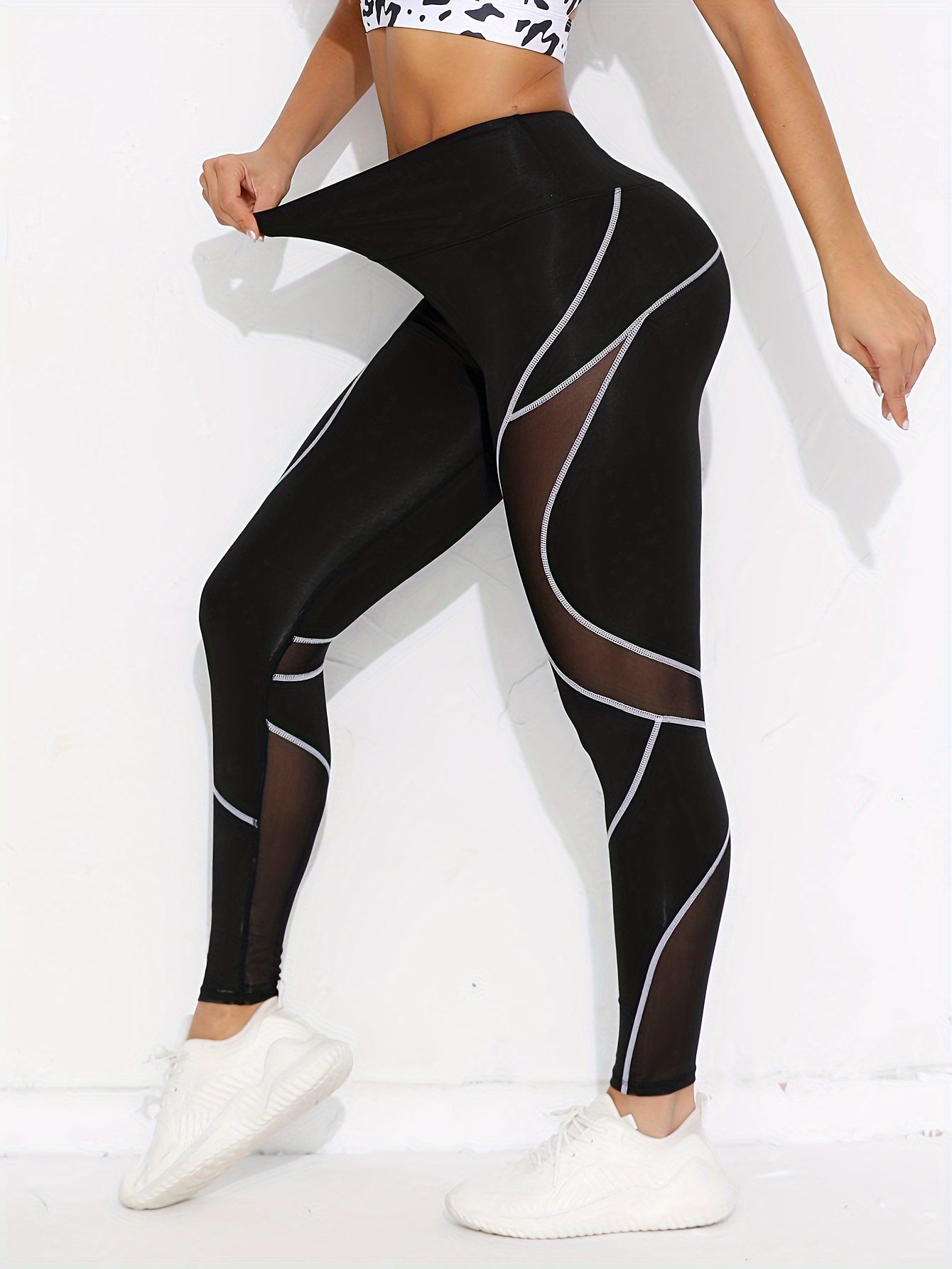 Women's High-Waisted Mesh Leggings for Workout, Breathable & Stylish