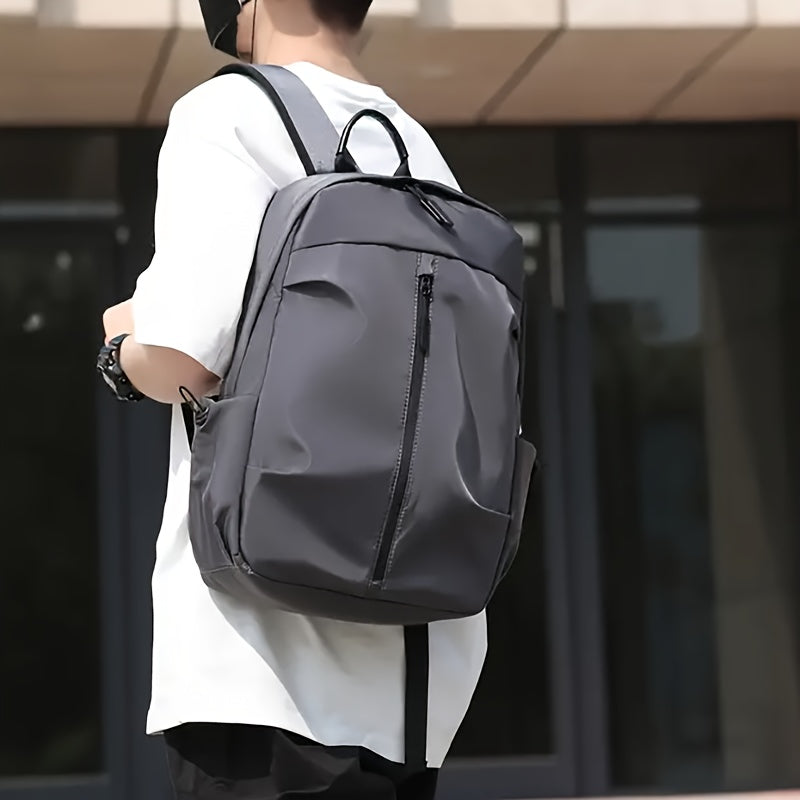 Waterproof Oxford Casual Backpack, Stylish Solid Color, Simple Multifunctional Daypack with Large Capacity, Zippered Design, Adjustable Shoulder Straps, Polyester Lined