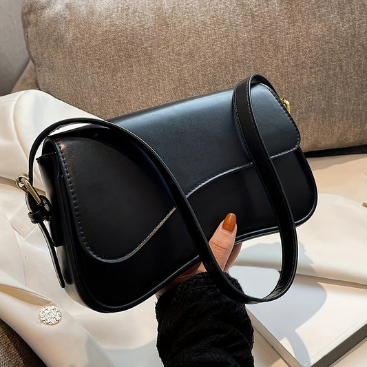 Sleek Minimalist Trending Design Solid Color Shoulder Bag with Crossbody Strap for Women