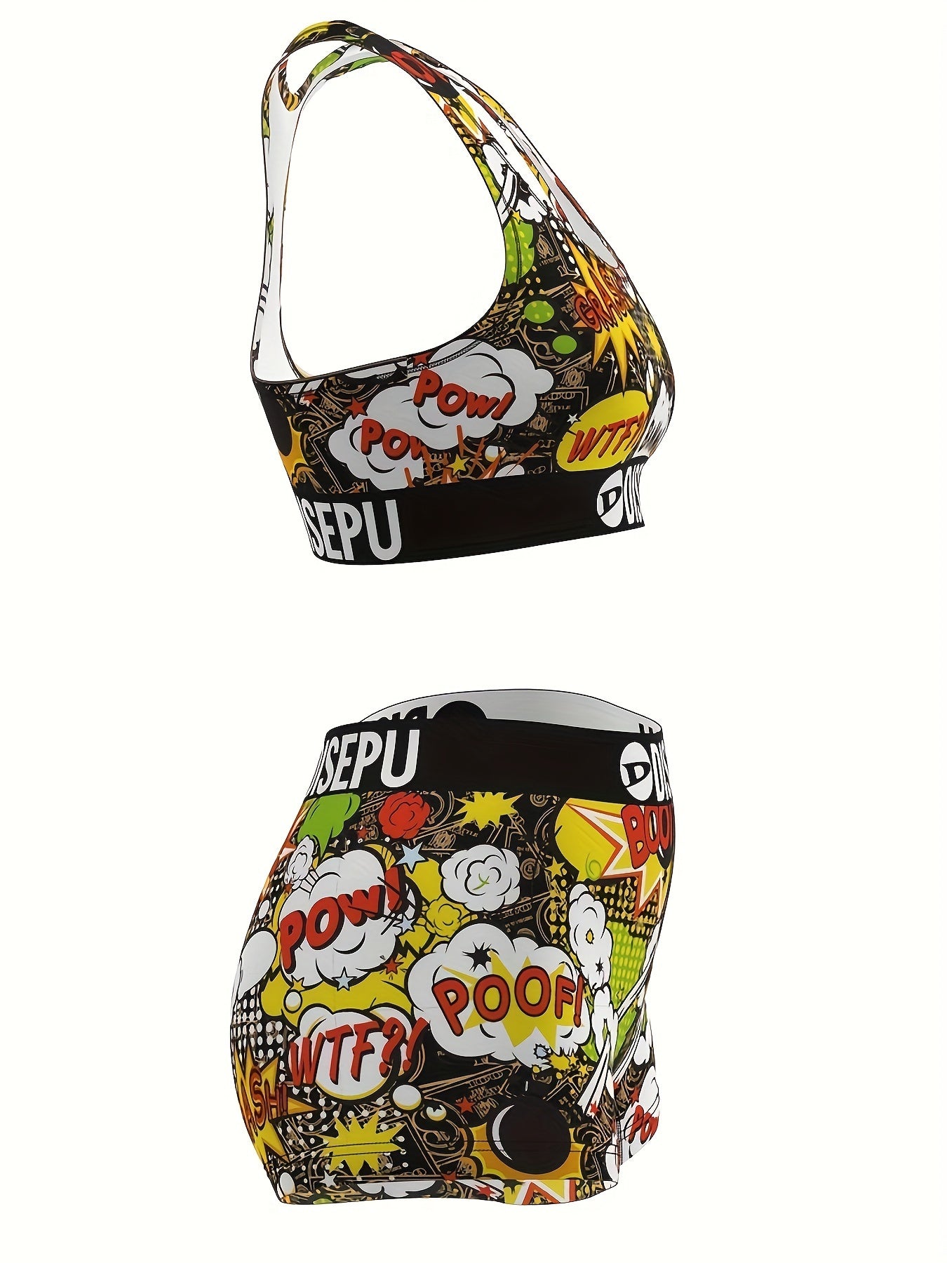 Trendy Women's Cool Explosion Print Sports Lingerie Set - Bra And Shorts - High Elastic Breathable Comfortable Shockproof