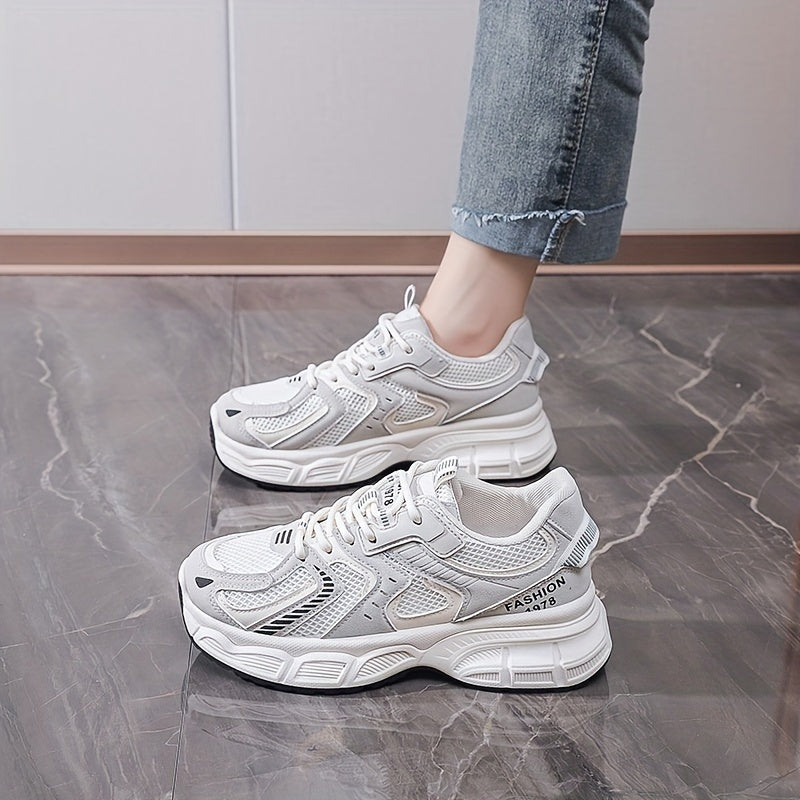 Women's Sneakers - Breathable Mesh, Cushioned Support, Versatile Streetwear Dad Shoes with Thick Sole for Casual Wear