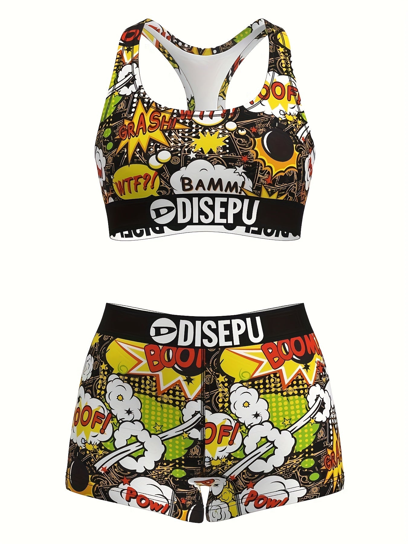 Trendy Women's Cool Explosion Print Sports Lingerie Set - Bra And Shorts - High Elastic Breathable Comfortable Shockproof