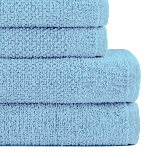 Absorbent 6 Piece Popcorn Cotton Bath Towel Set 100 Combed Cotton quick drying 2 Bath Towels (27 inches x 54 inches), 2 Hand Towels (16 inches x 28 inches), 2 Wash Towels (12 inches x 12 inches)